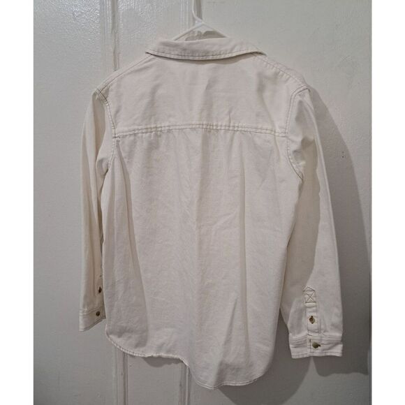 American Eagle Womens Medium Off White Full Button Denim Shirt - Picture 4 of 7